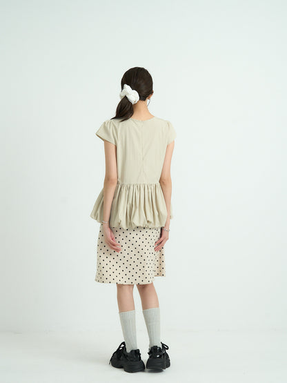 peplum puff sleeve blouse