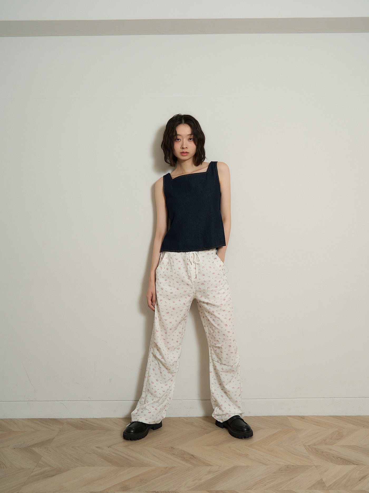 square neck denim top