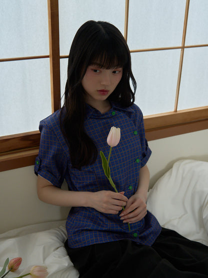 retro check button shirt