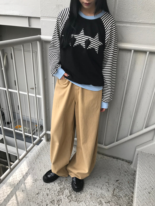 star patch border long tee