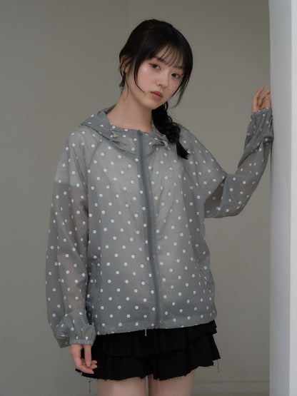 dot sheer hoodie
