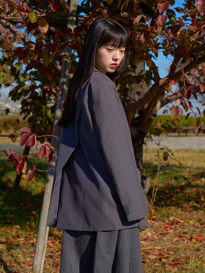 diagonal back slit jacket