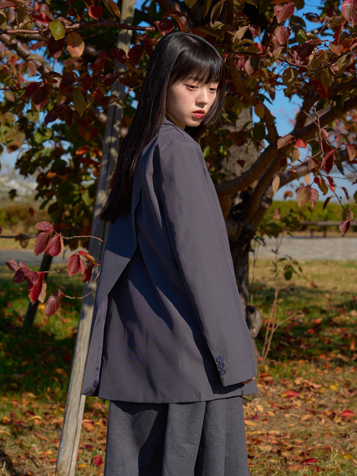 diagonal back slit jacket