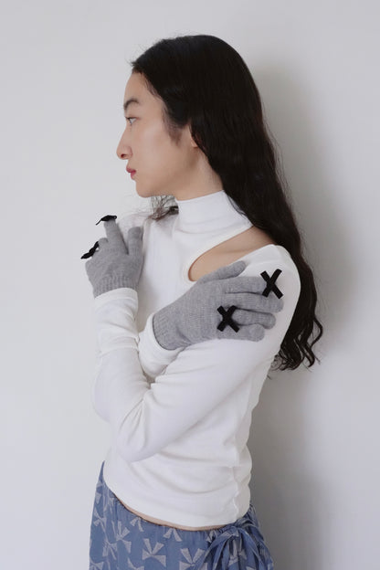 ribbon knit gloves