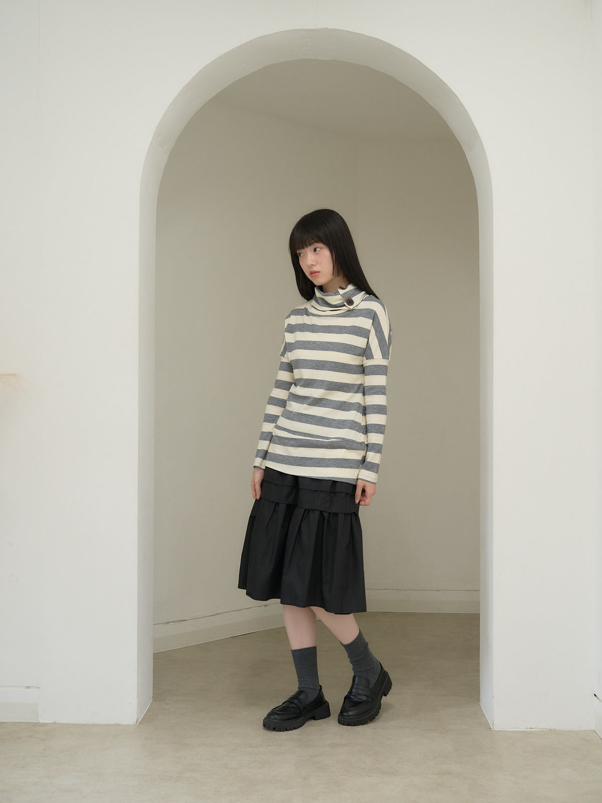 2way neck border knit