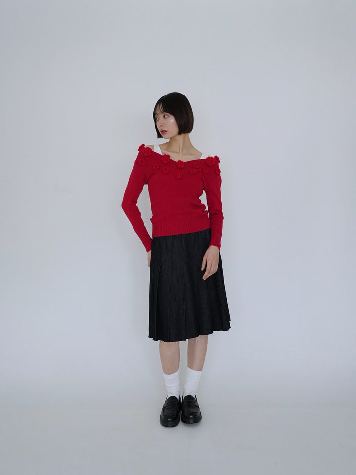 【 8月26日発送予定 】flower knit top