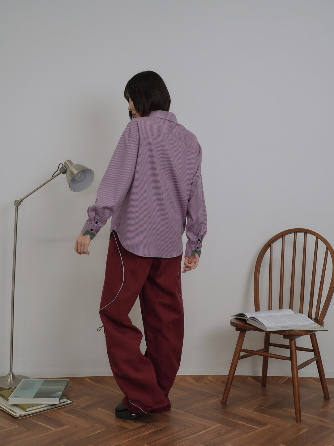 stitch line wide pants