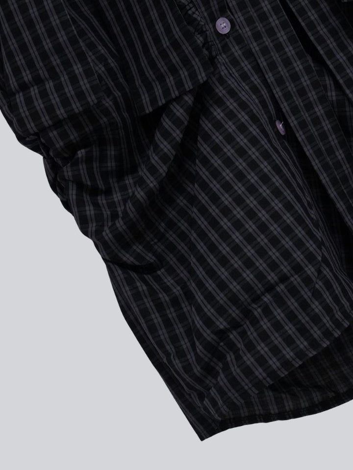 w ribbon check blouse