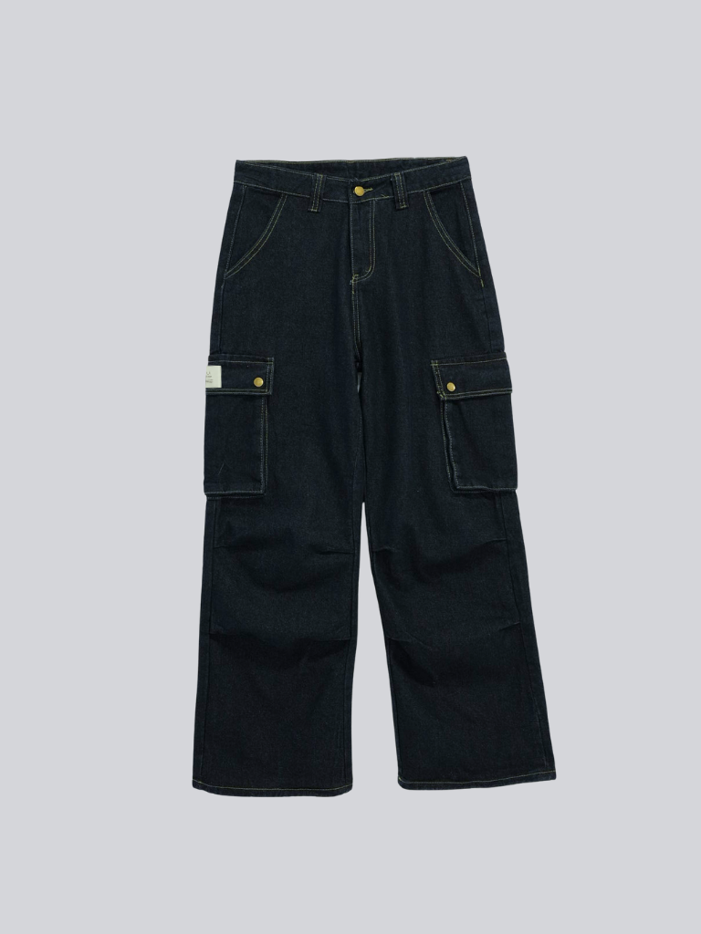 dark denim cargo pants