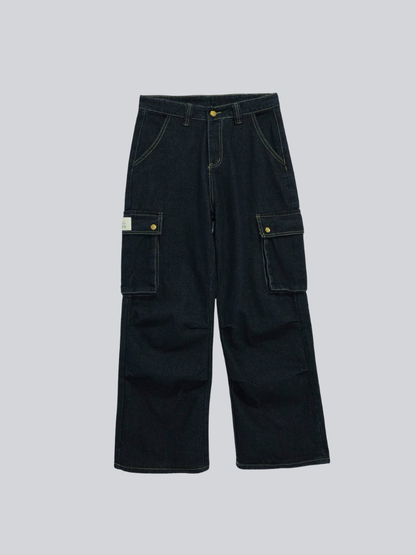 dark denim cargo pants