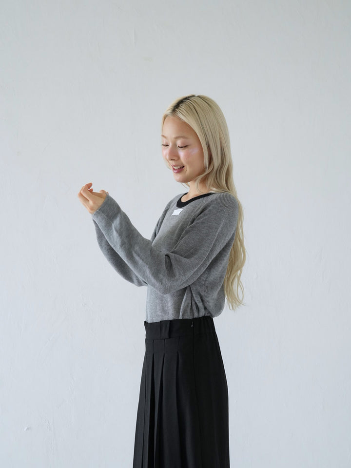 【 10月上旬発送予定 】contrast trim rib knit top