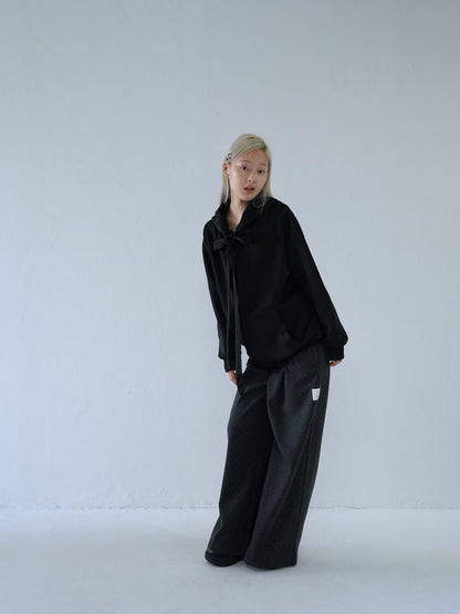 ribbon zip-up hoodie