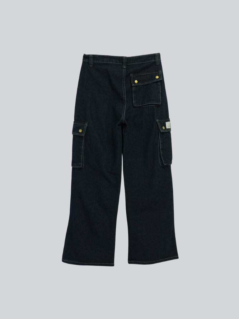 dark denim cargo pants