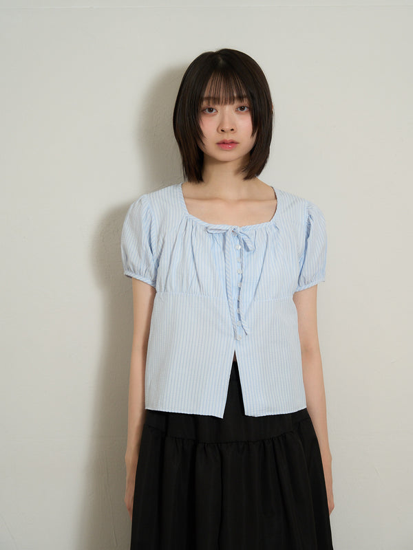 stripe ribbon blouse