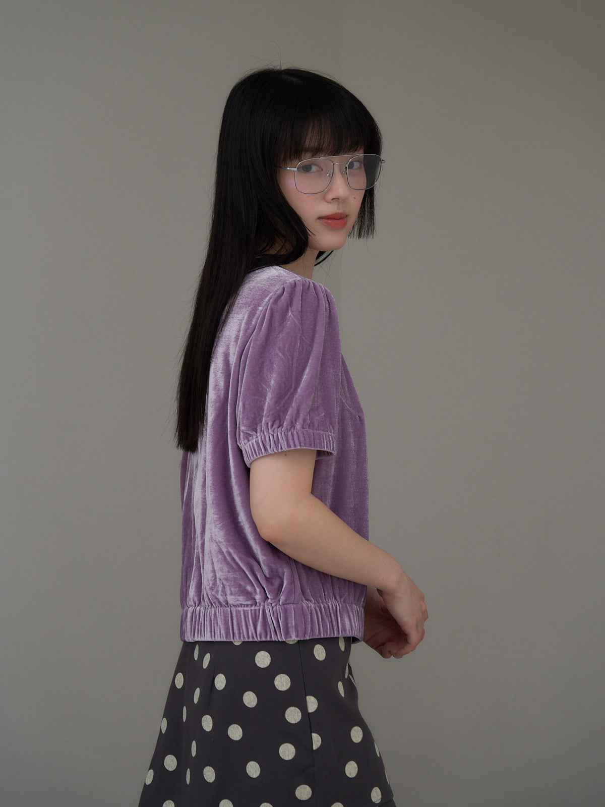 velour puff sleeve top