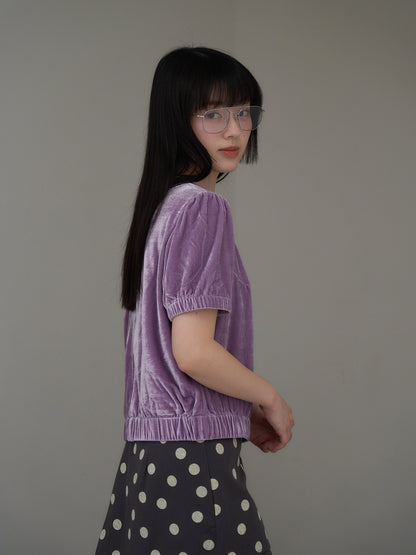 velour puff sleeve top