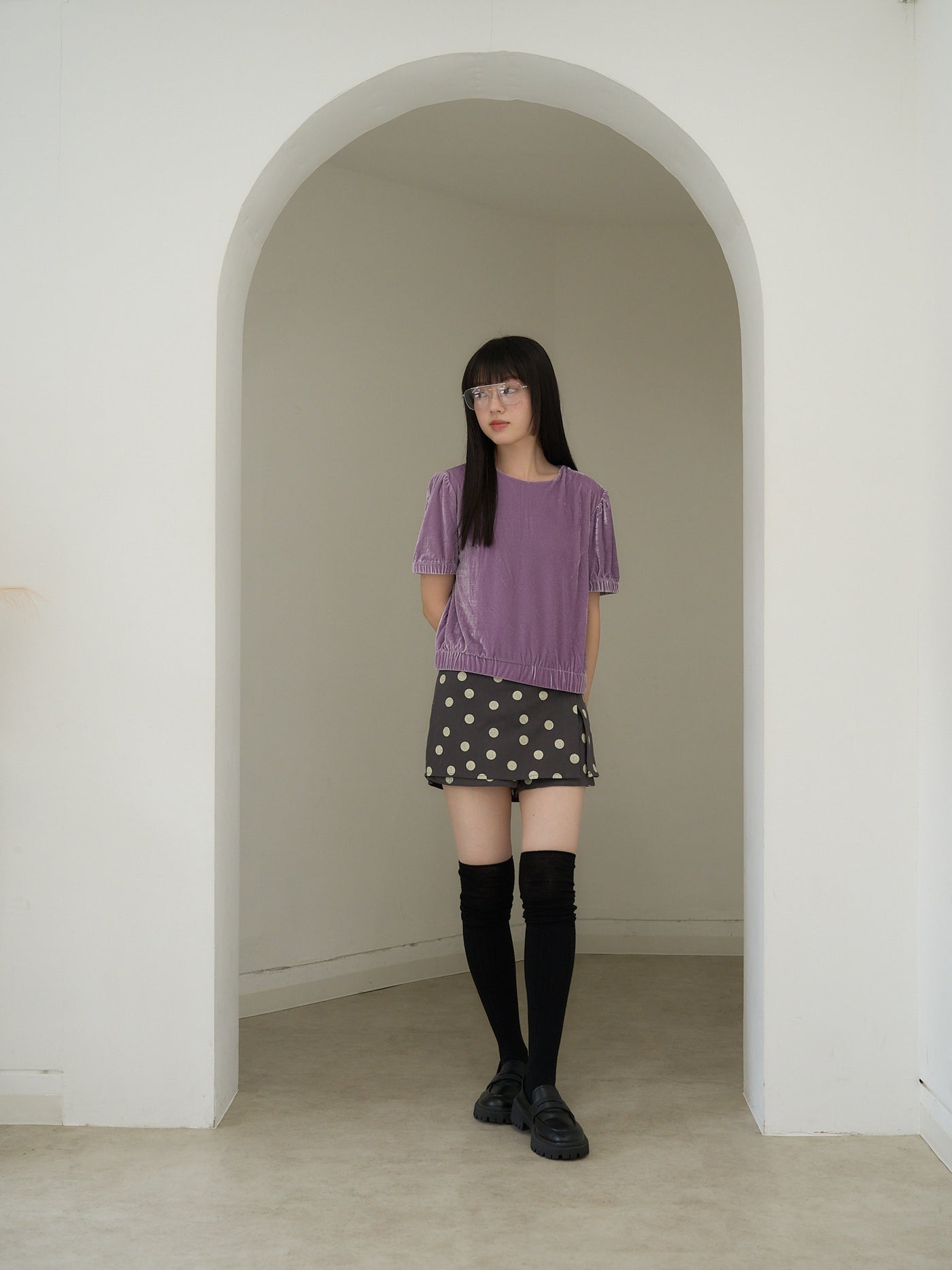 velour puff sleeve top