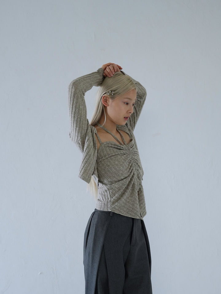 【 10月上旬発送予定 】ribbed ruched cami & cardigan set