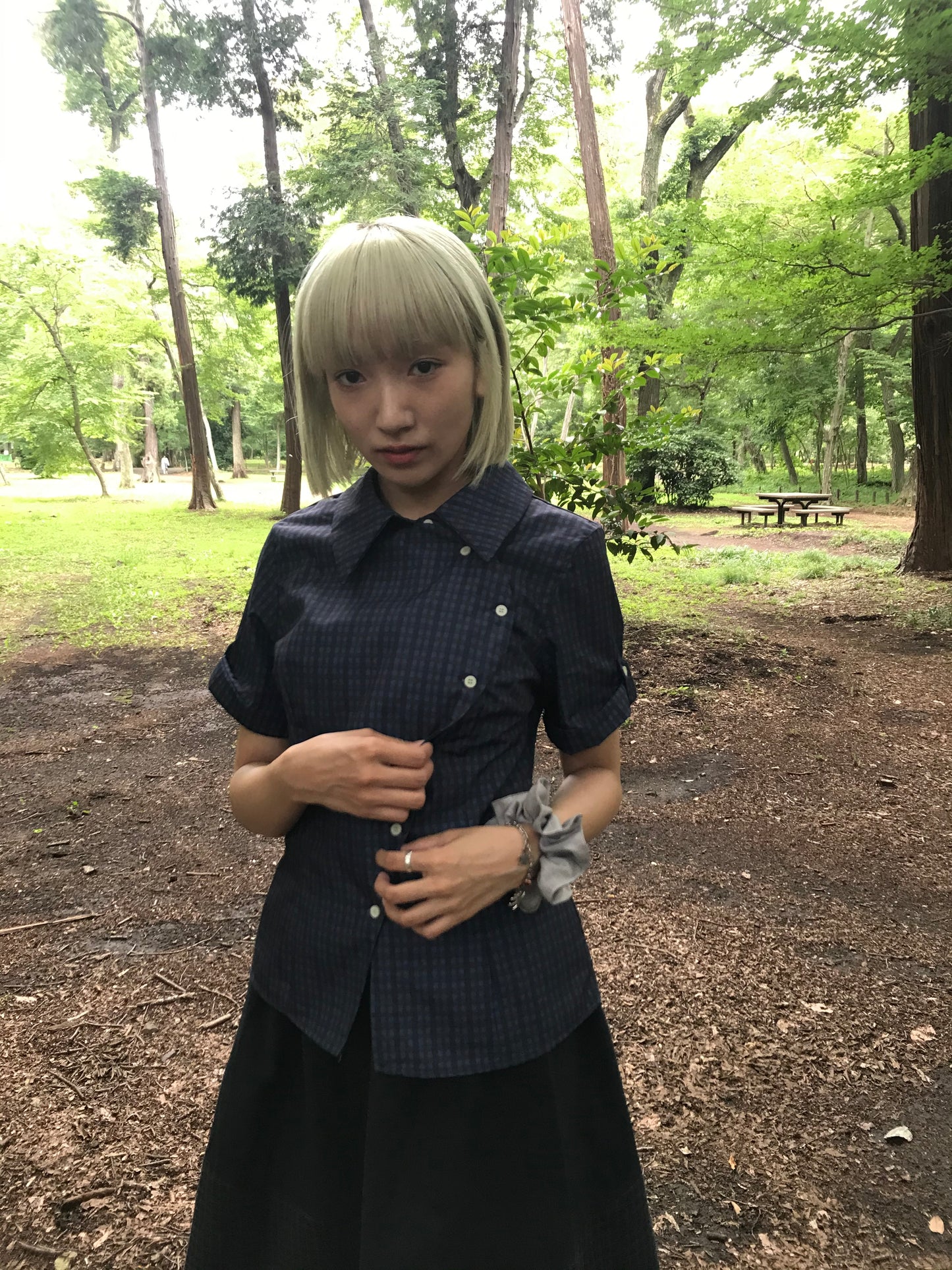 retro check button shirt