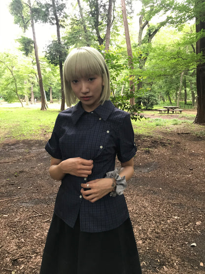 retro check button shirt