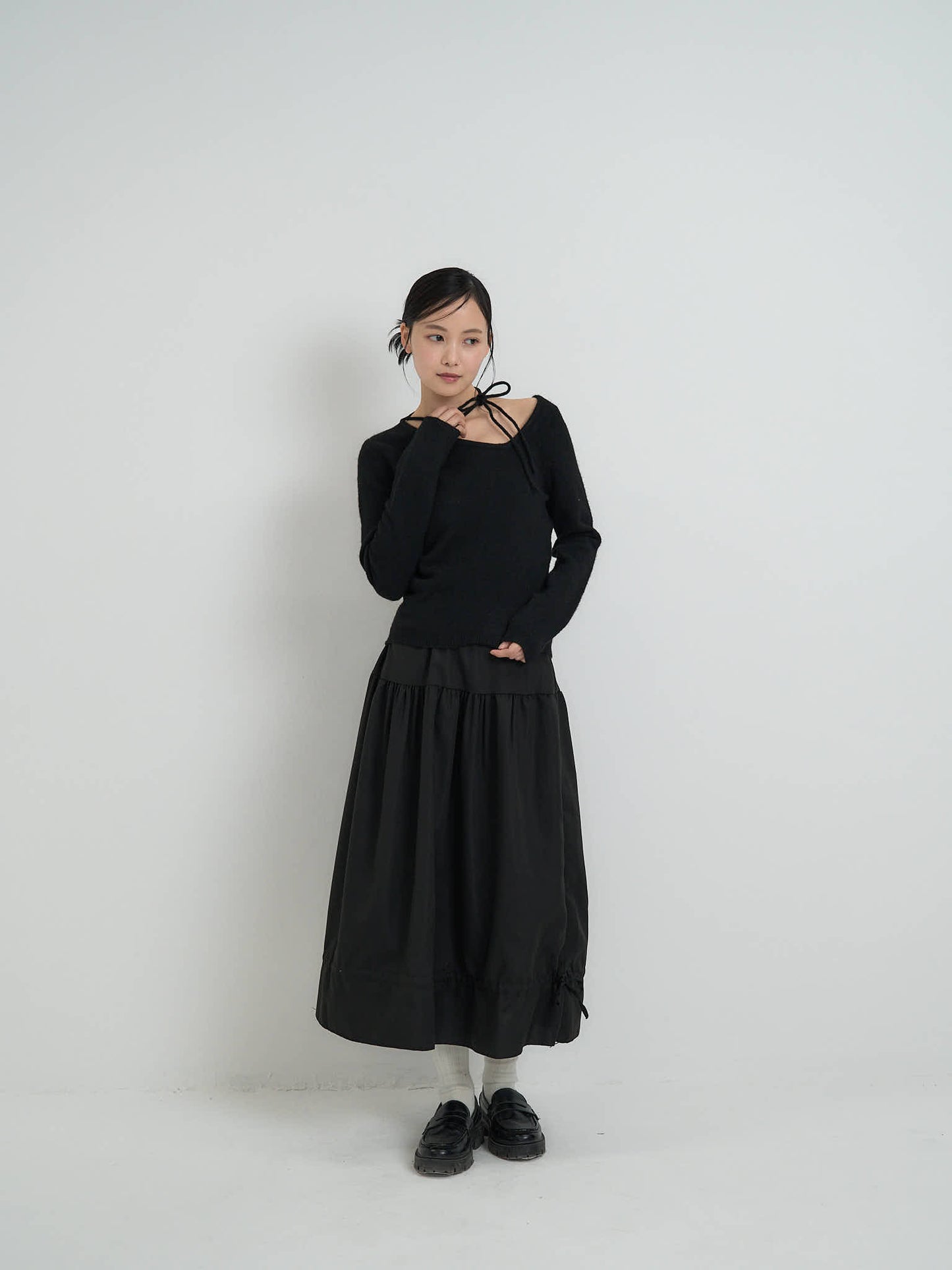 ribbon choker knit top