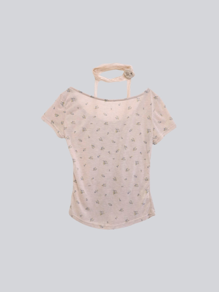 【7月上旬発送予定】mesh ruched floral top