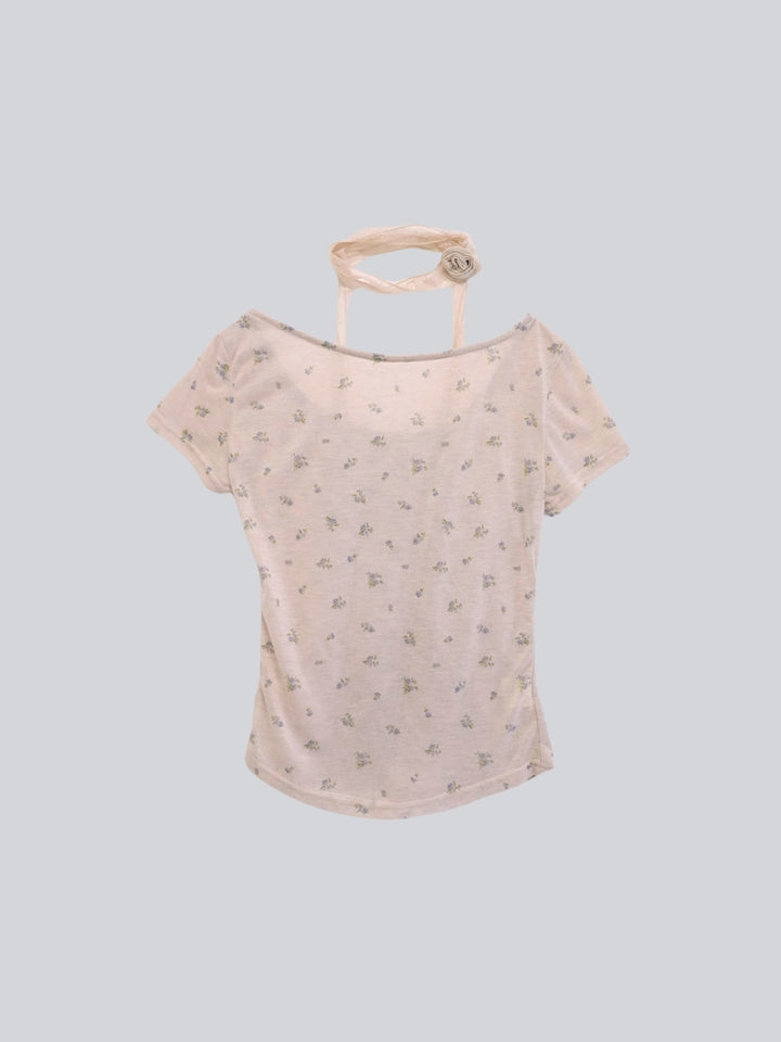 【7月上旬発送予定】mesh ruched floral top