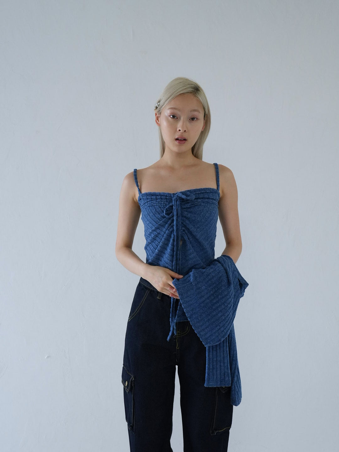 【 10月上旬発送予定 】ribbed ruched cami & cardigan set