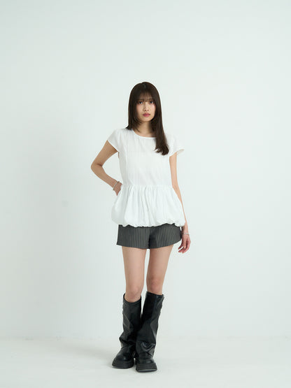 peplum puff sleeve blouse
