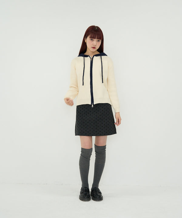 ダブルジップ ニットパーカー 大人カジュアル レディース Uenui