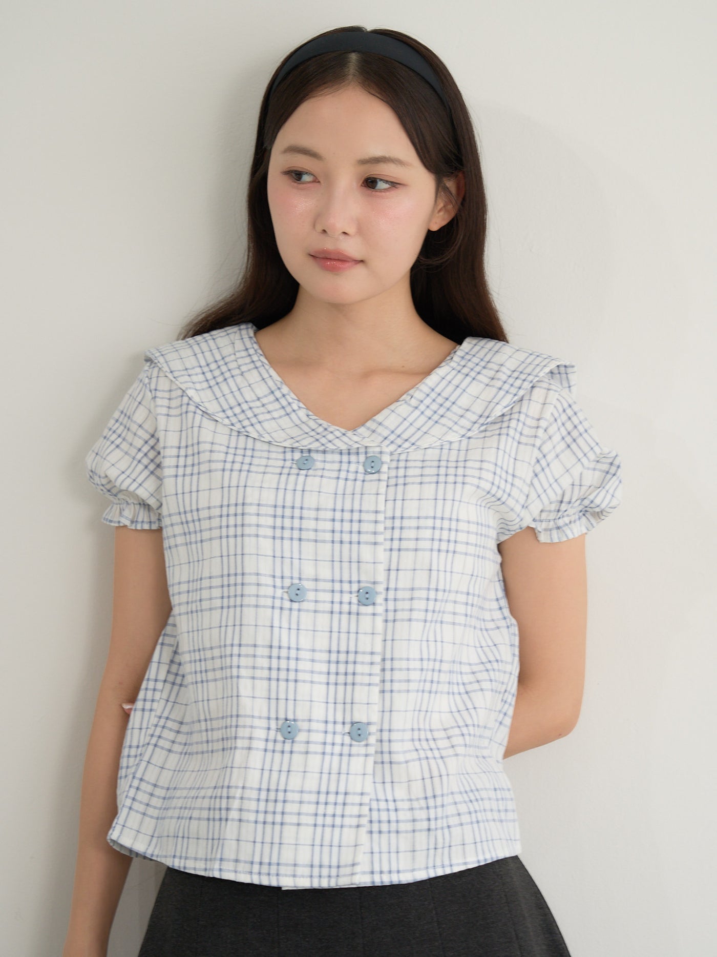 check sailor blouse