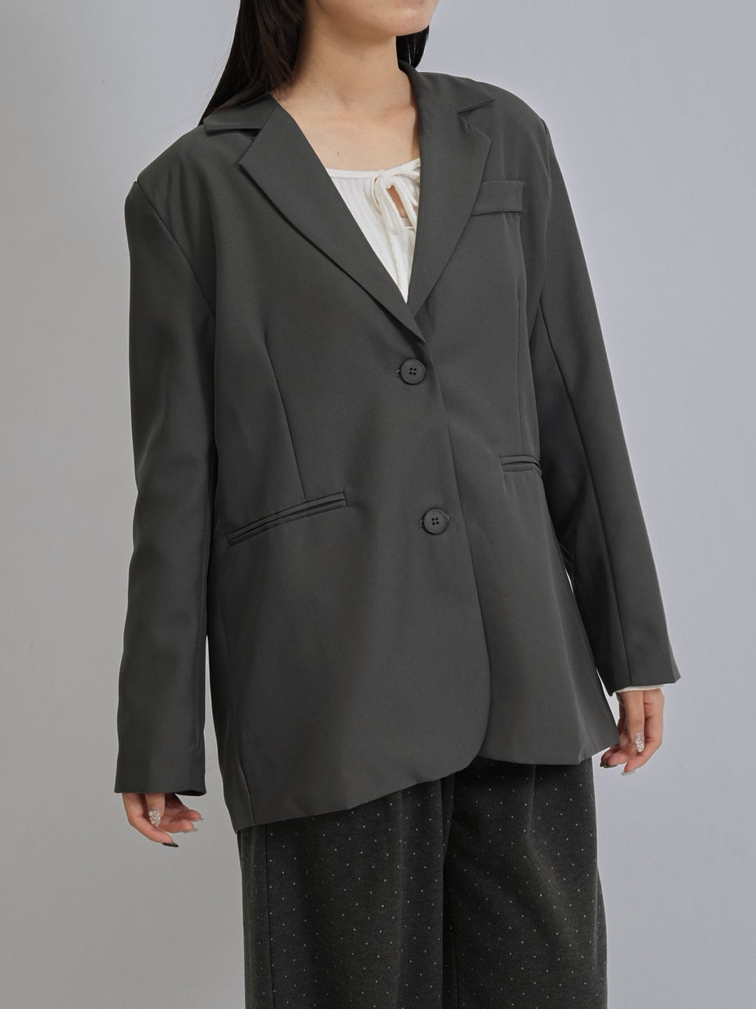 diagonal back slit jacket