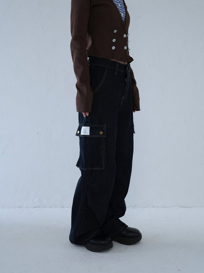dark denim cargo pants
