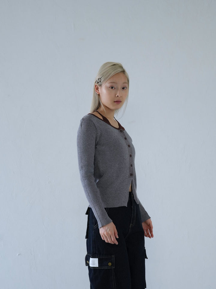 【 10月上旬発送予定 】layered rib knit top