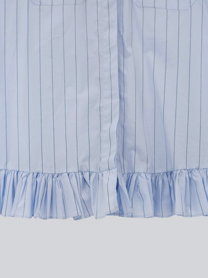 stripe frill big blouse