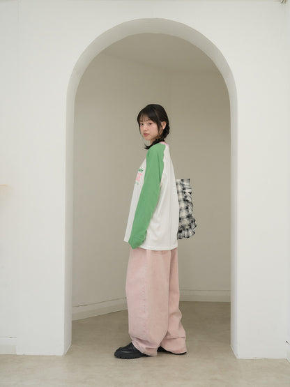 vintage raglan print long  tee