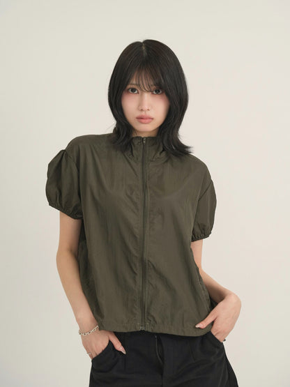 stand collar zip short jacket