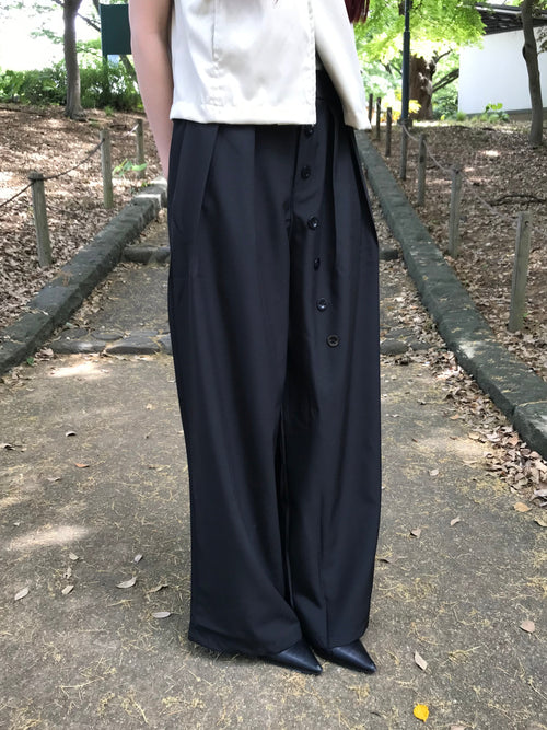 asymmetry button front wide pants