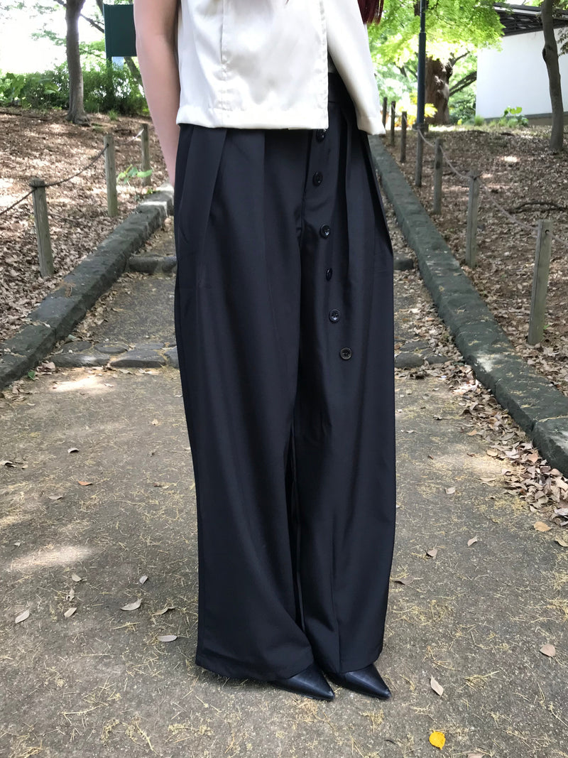 asymmetry button front wide pants