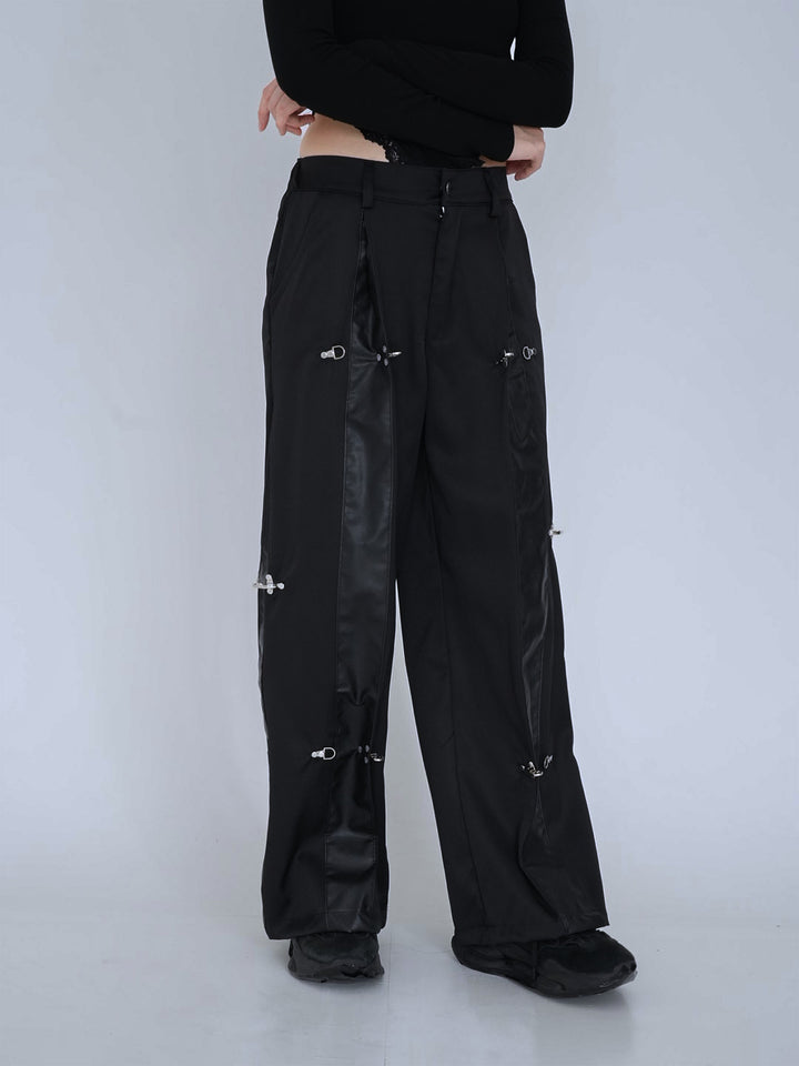 double material pin pants