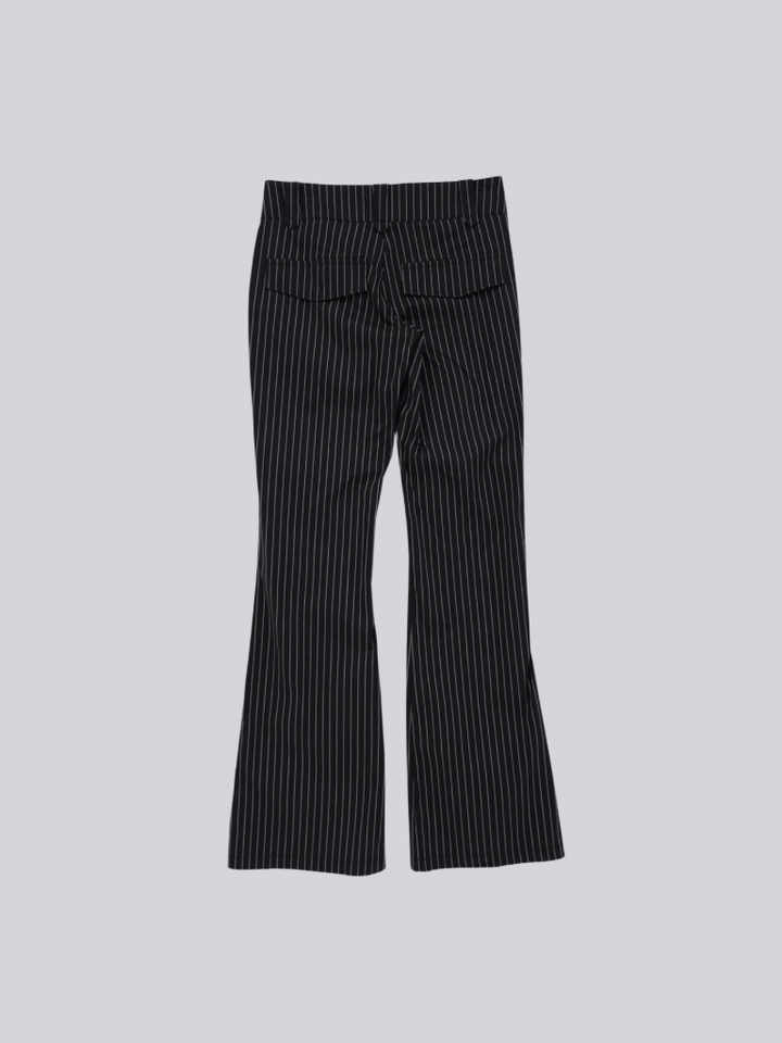 low rise pinstripe flare pants