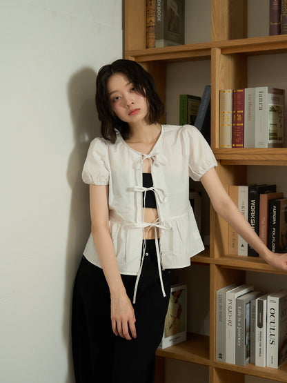 ribbon flare blouse