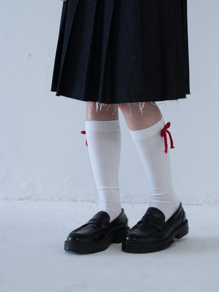 【 10月上旬発送予定 】knee-high ribbon socks