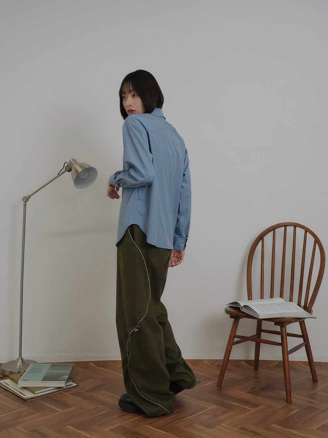 stitch line wide pants