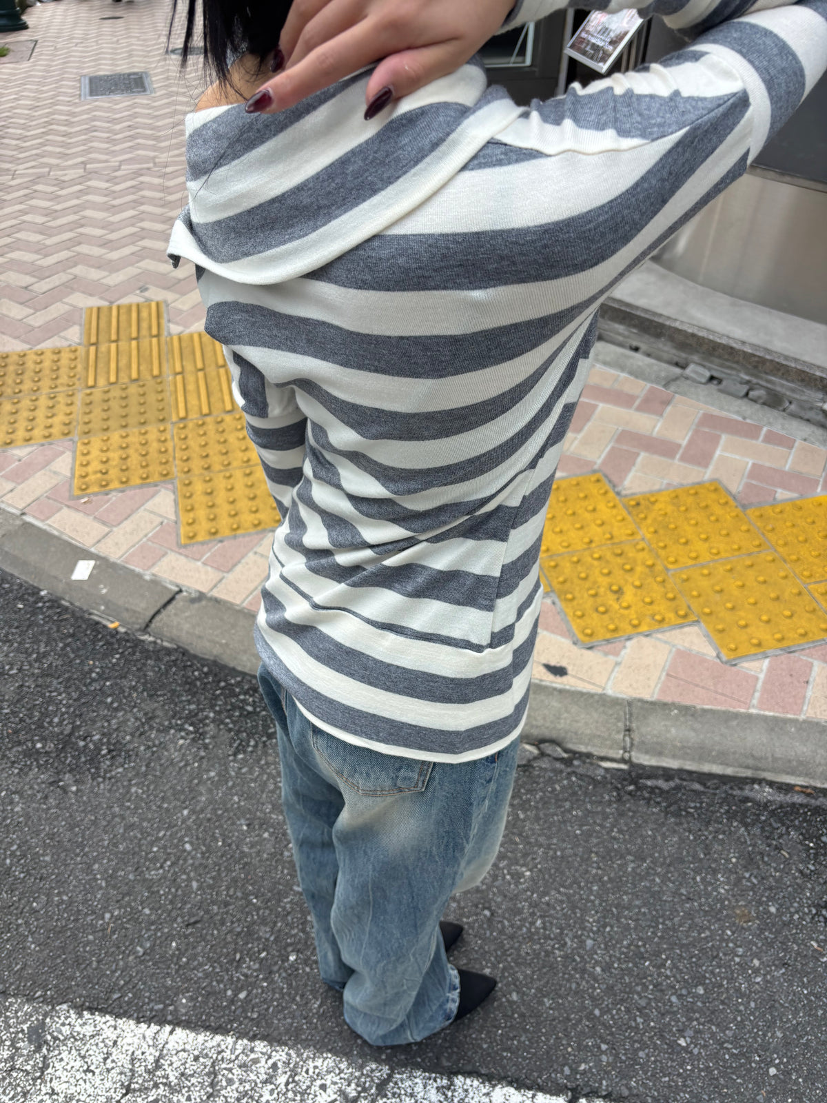 2way neck border knit