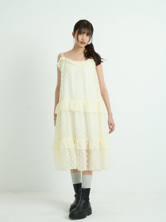 dot chiffon tiered dress