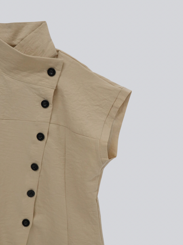 asymmetric collar shirt