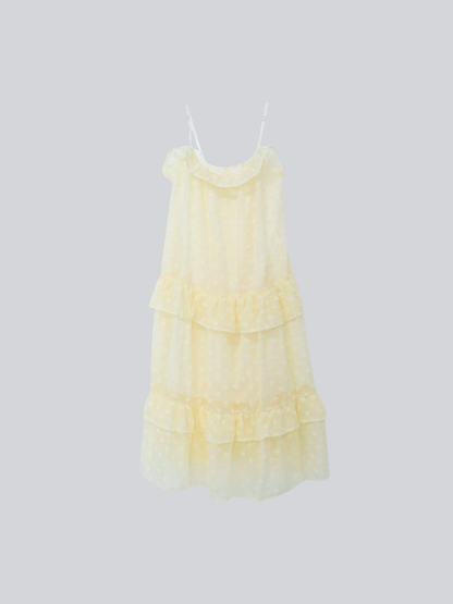 dot chiffon tiered dress