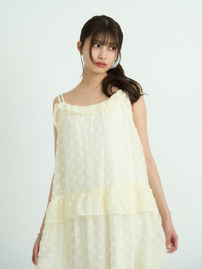 dot chiffon tiered dress