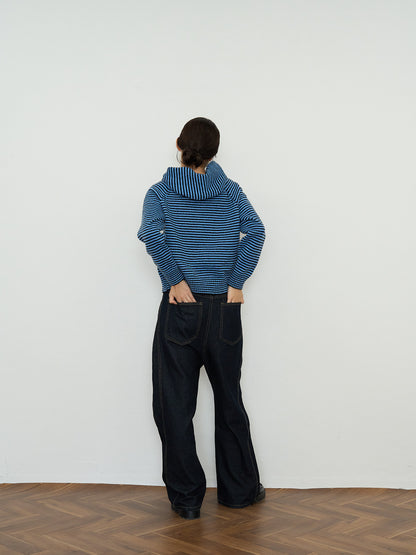 border knit zip hoodie